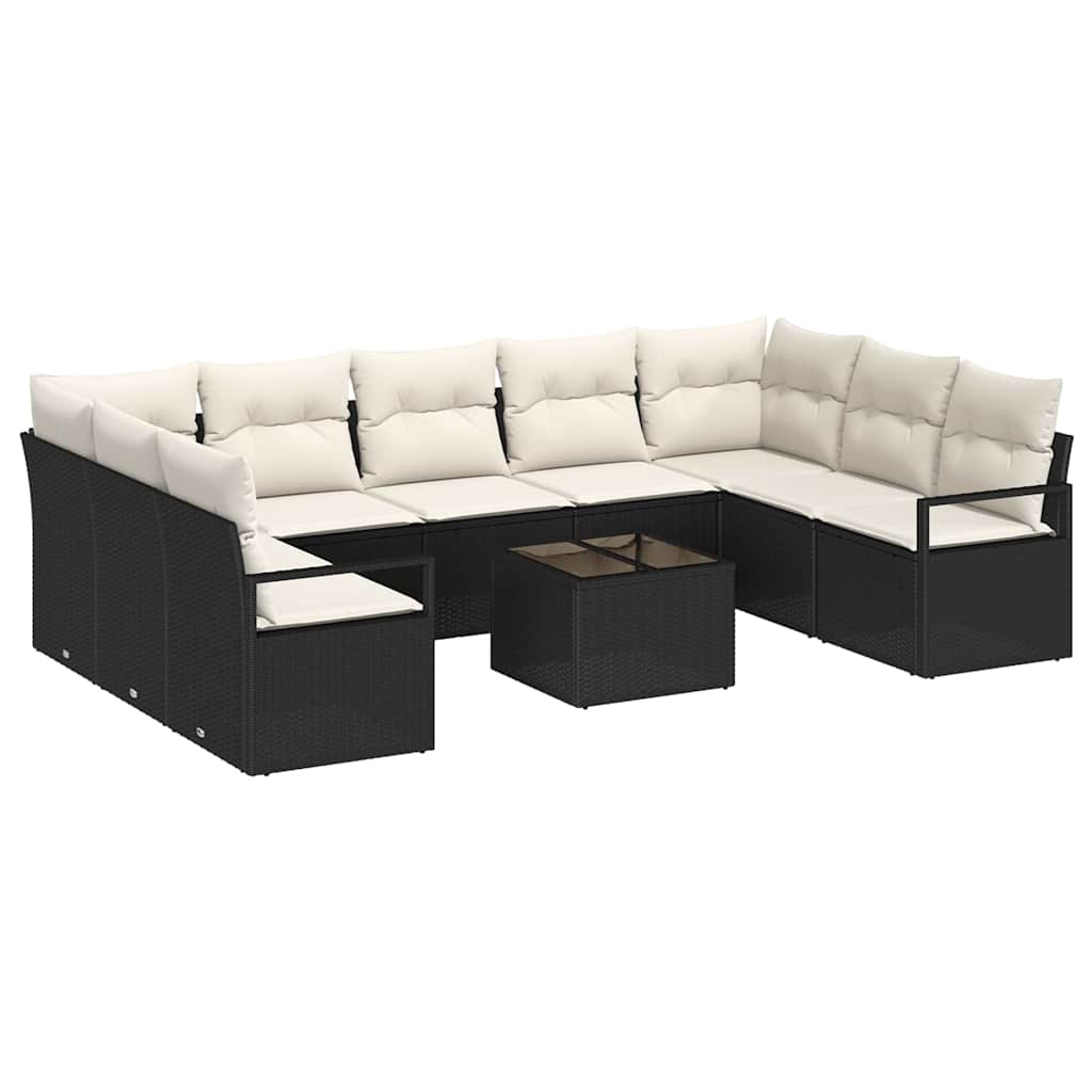 Garten-Sofa-Set mit Kissen mit Speicher 10 pcs Braun und Creme